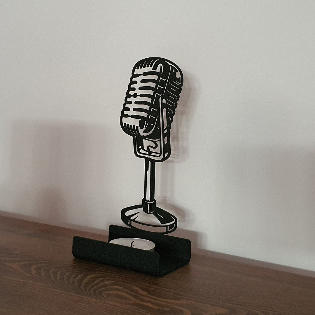 Microphone - Personalized Metal Candle Holder - APH008