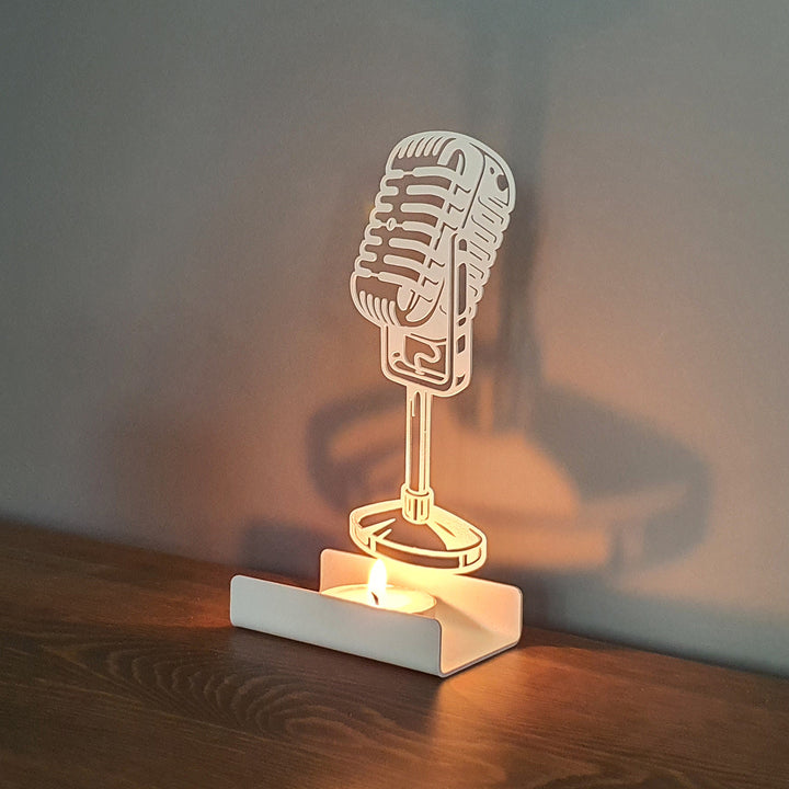 Microphone - Personalized Metal Candle Holder - APH008