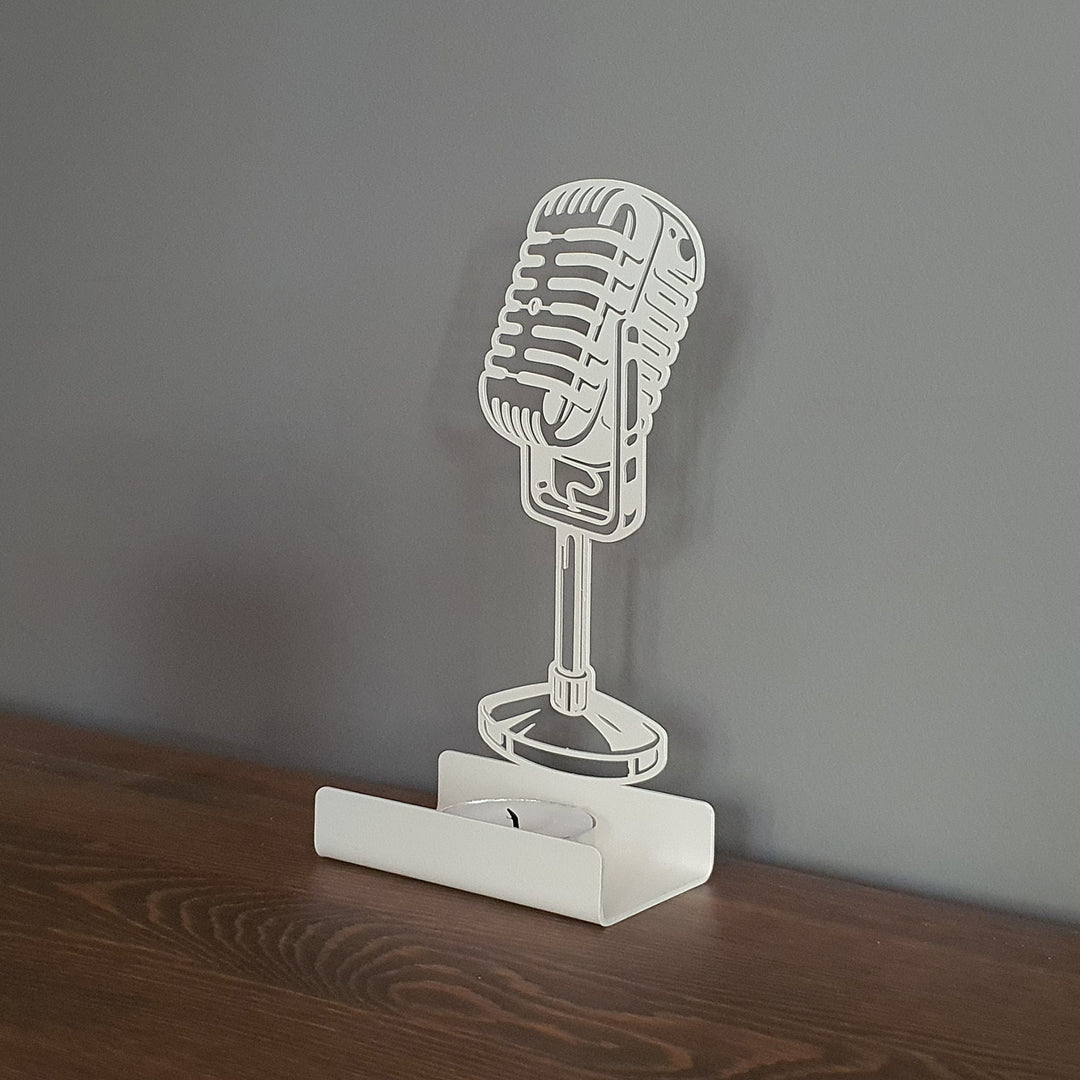 Microphone - Personalized Metal Candle Holder - APH008