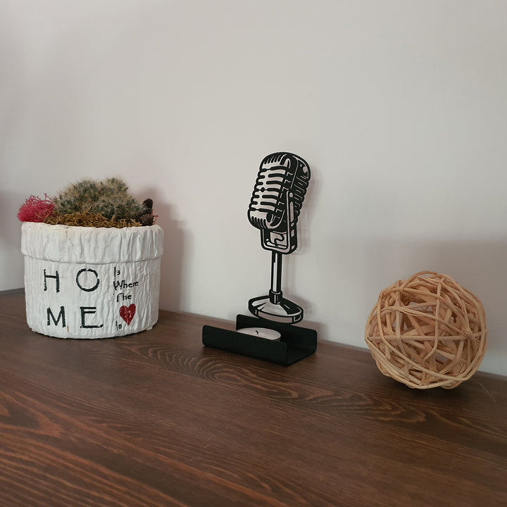 Microphone - Personalized Metal Candle Holder - APH008